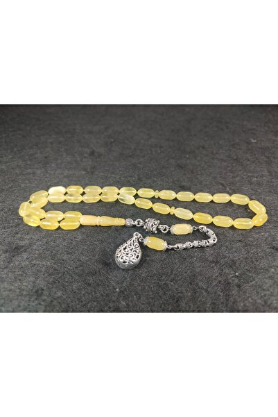 İskeçe Tesbih 925 Ayar Gümüş Püskül 15 gr 2 Yedek Habbeli Baltık Kraliçe Kaya...