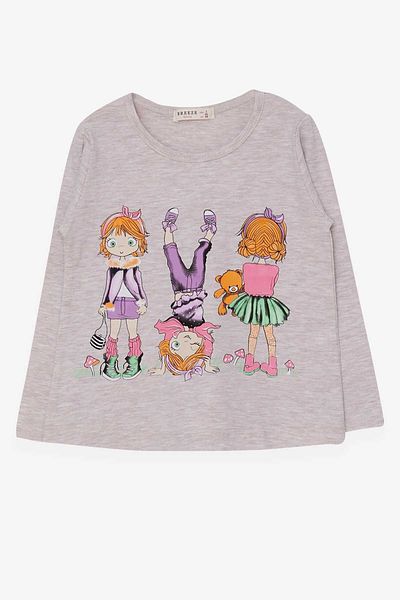 Breeze Girl's Long Sleeve T-Shirt Girl Printed 3-8 Years, Beige Melange