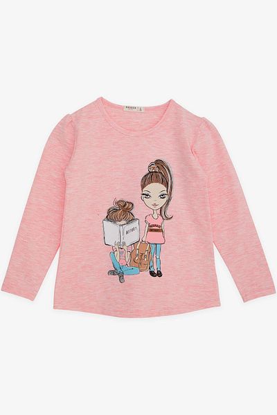 Breeze Tricou cu mânecă lungă pentru fetiță Aspect pentru fetiță 4-9 ani, somon Melange