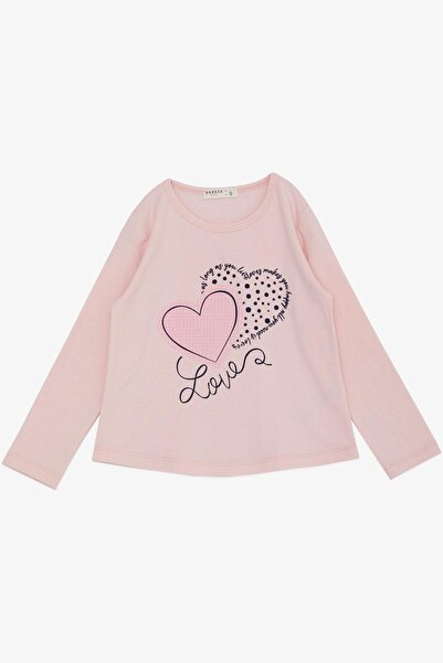 Breeze Girl's Long Sleeve T-Shirt Houndstooth Polka Dot Heart Printed Lettering 3-8 Years, Pink