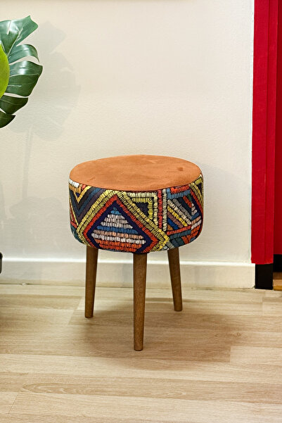 Weblonya Desenli Puf Sandalye 3 Ayaklı Puf Koltuk 5511