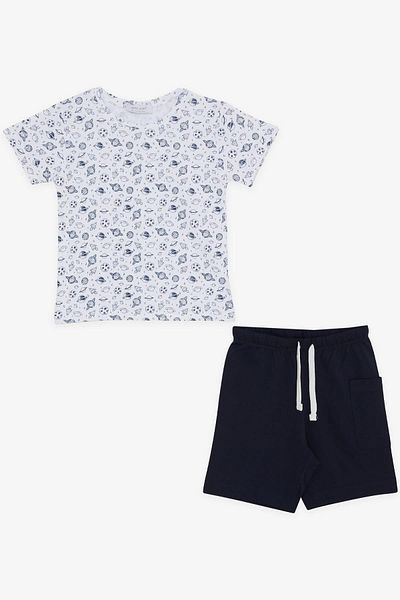 Macawi 1.5-5 Years Boy's Shorts Set - Space Themed, Ecru