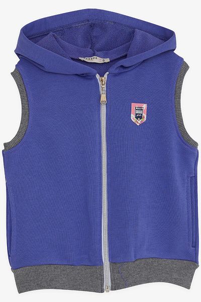 Breeze Girl's Hooded Vest Zippered Embroidered 3-8 Years, Purple
