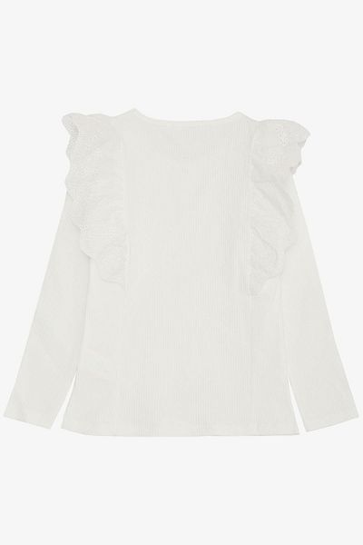Breeze Μακρυμάνικη μπλούζα για κορίτσια Guipure Floral κεντημένη ηλικία 8-12 ετών, εκρού