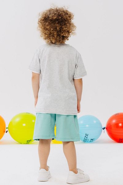 Breeze 2-6 Years Old Boy Shorts Set - Cute, Free Skater Puppy Printed, Light Gray Melange