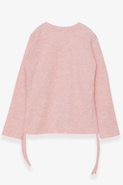 Breeze Μακρυμάνικη μπλούζα για κορίτσια με πλάγια πλισέ 8-14 ετών, Salmon Melange