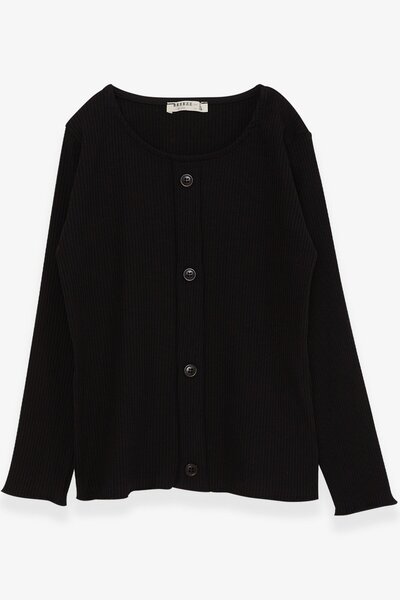 Breeze Дівчача футболка з довгими рукавами та ґудзиками, 8-14 років, чорна