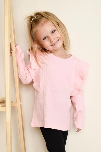 Breeze Κοριτσίστικο μακρυμάνικο μπλουζάκι με βολάν ώμου 3-7 ετών, ροζ