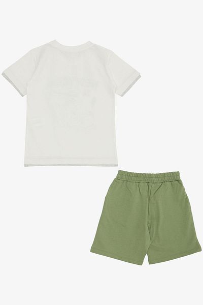 Breeze 2-6 Years Old Boy Shorts Set - Cute, Free Skater Puppy Printed, Ecru