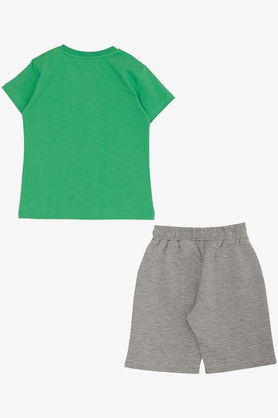 Breeze 1.5-5 Years Boy Green Shorts Set - Adventure Themed and Car Printed