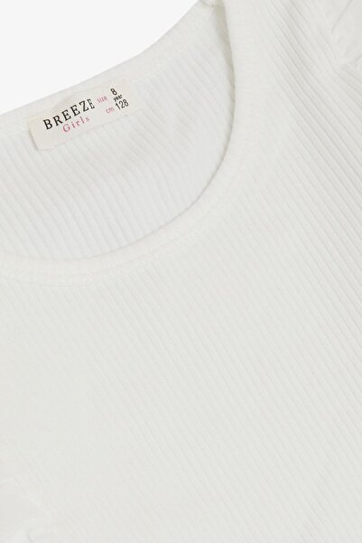 Breeze Μακρυμάνικη μπλούζα για κορίτσια Guipure Floral κεντημένη ηλικία 8-12 ετών, εκρού