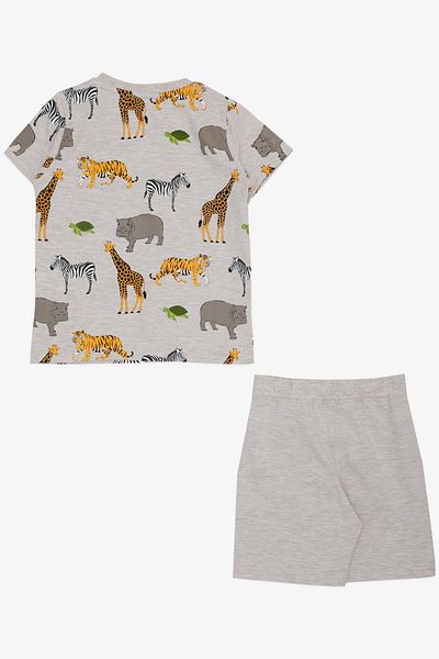 Breeze Boy's Suit Shorts Strong Animals Patterned 1.5-5 Years, Beige Melange