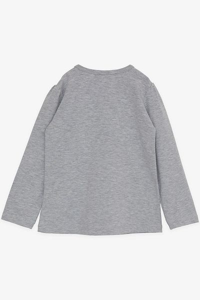 Breeze Girl's Long Sleeve T-Shirt Cute Deers Printed 2-6 Years, Gray Melange