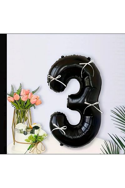 Partifabrik Black Bow Number Balloon - Age Options