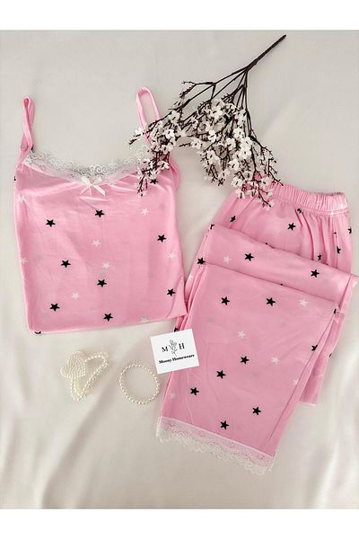 MH Moony Homewears 2-Piece Pyjama Set with Stars Shorts on Soft Pink