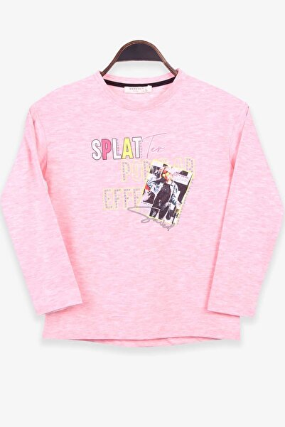 Breeze Дівчача футболка з довгими рукавами та принтом, 8-14 років, лососевий меланж