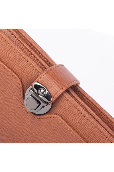Nas Bag Women's Multi-Card Holder Large Size Clip Wide Wallet Brown Juniper