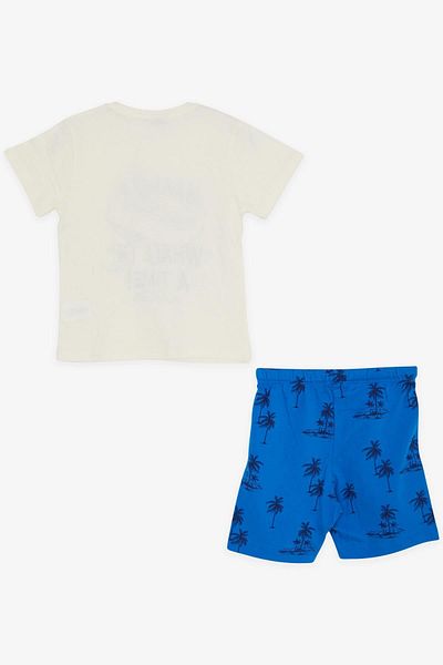 Macawi 1.5-5 Years Old Boy's Shorts Set - Whale Print, Fun, Cream