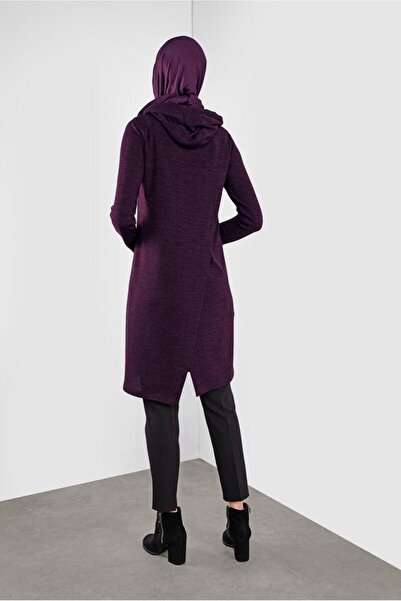 Alvina Hooded Laces Feathered Knitting Tunic 41303