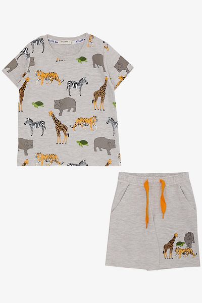 Breeze Boy's Suit Shorts Strong Animals Patterned 1.5-5 Years, Beige Melange