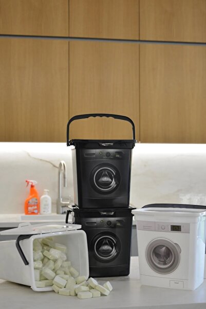 Pink Cat Kitchen Çamaşır Makinesi Görünümlü Kapaklı Deterjanlık Taşınabilir Deterjan Saklama Kutusu 6 Lt 4 LÜ SET