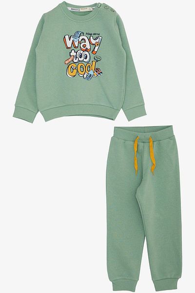 Breeze Boy's Tracksuit Set 3D Text Printed 1.5-5 Years, Mint Green