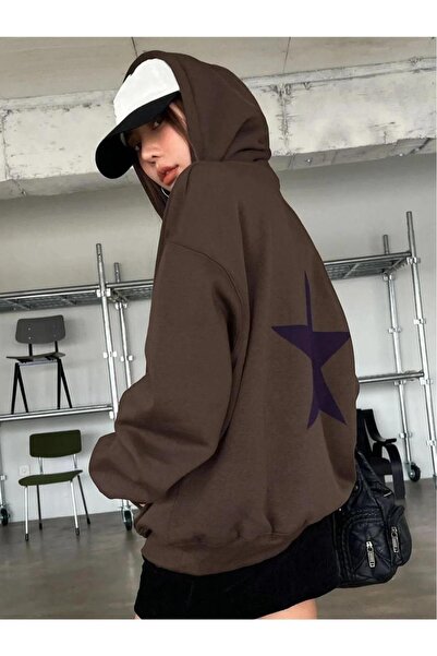CAST COLLECTİON Γυναικείο φούτερ με κουκούλα και στάμπα Star of the Back