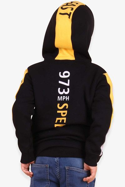 Breeze Boy's Cardigan Printed Hooded Black Soft Clothing (Age 4-6)