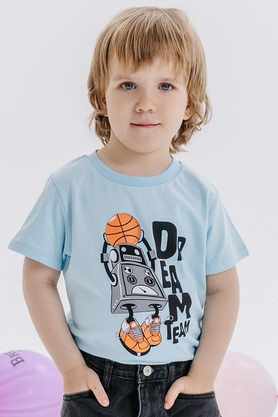 Breeze Girls & Boys Boys T-Shirt Dream Team Themed Basketball Player Robot Printed Age 4-8, Light Blue
