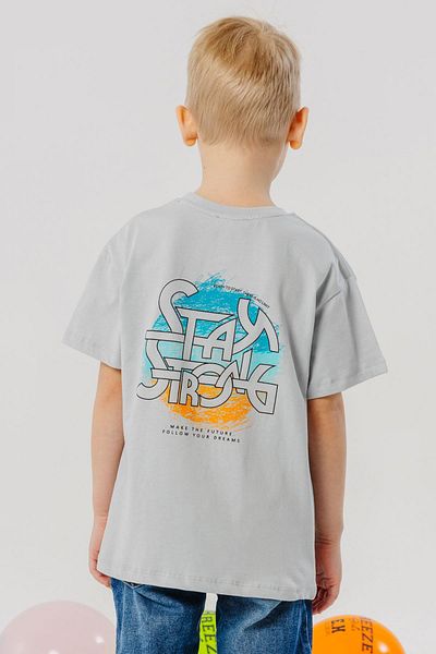 Breeze Boy's T-Shirt Text Printed Patterned on the Back 8-12 Years, Gray