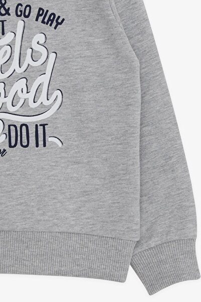 Breeze 2-6 Years Old Boy Sweatshirt - Text Printed, Gray Melange