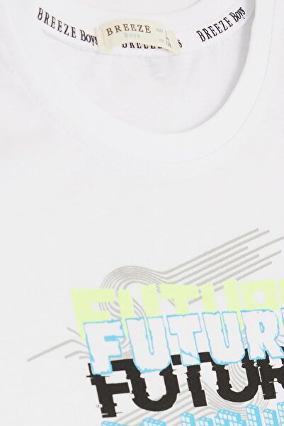 Breeze Girls & Boys Boy's T-Shirt Colorful Text Printed 8-14 Years, White