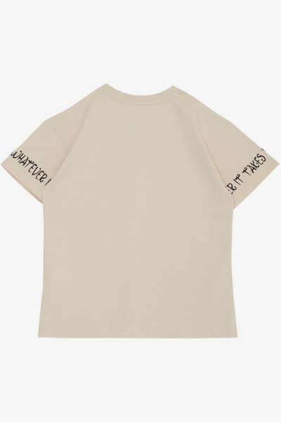 Breeze T-Shirt για αγόρι τώρα κείμενο τυπωμένο 8-14 ετών, μπεζ