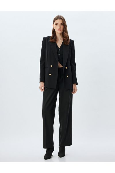 Koton Pleated Pocket Detailed Straight Leg Fabric Trousers