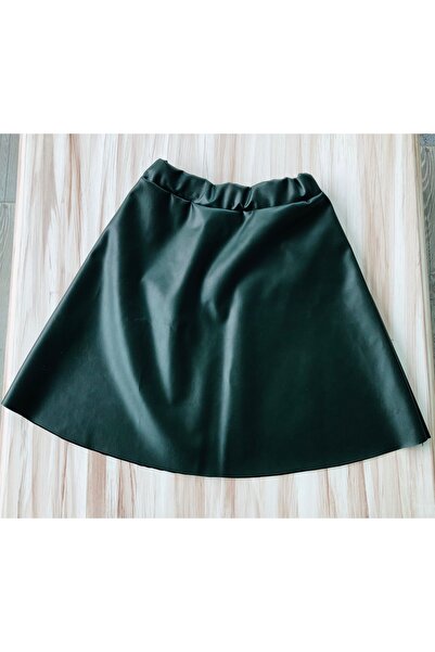 MOR TIRTIL تنورة جلدية خضراء زيتونية