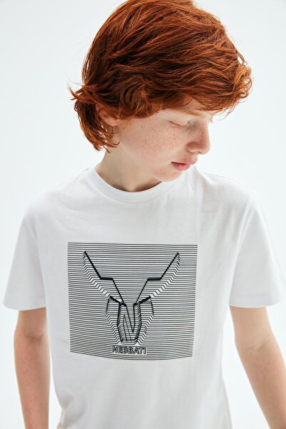 Nebbati Bg Store Boy's White T-Shirt 23pssnb3505