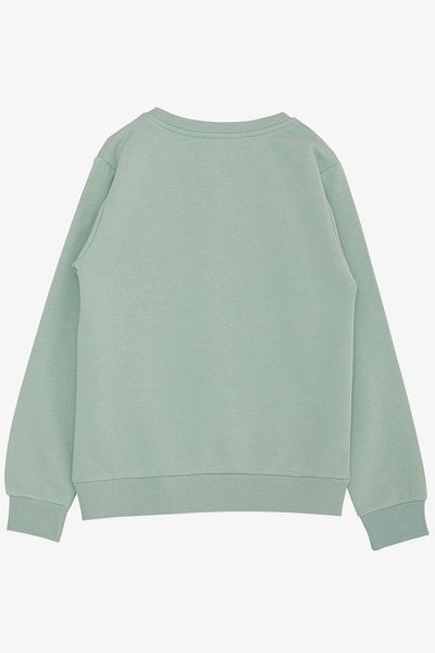 Breeze Суитшърт с текст за момче, 4-8 години, ментово зелен