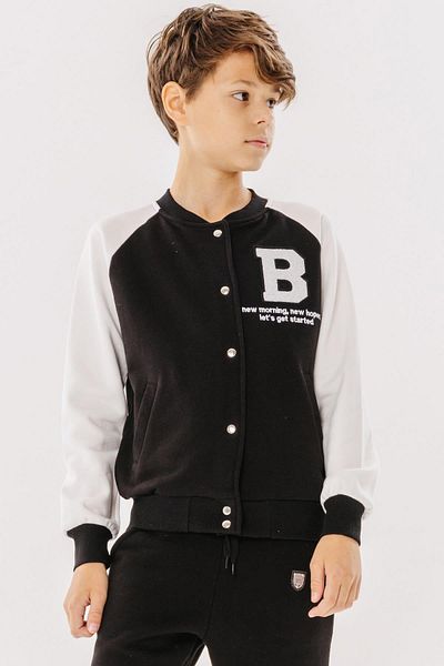 Breeze Girls & Boys Boy's College Coat with Letter Embroidery and Snap Fasteners, Age 8-14, Black