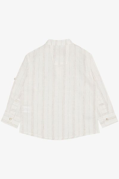 Breeze 3-7 Years Old Boy Shirt - Letter Embroidery, Half Button, Ecru