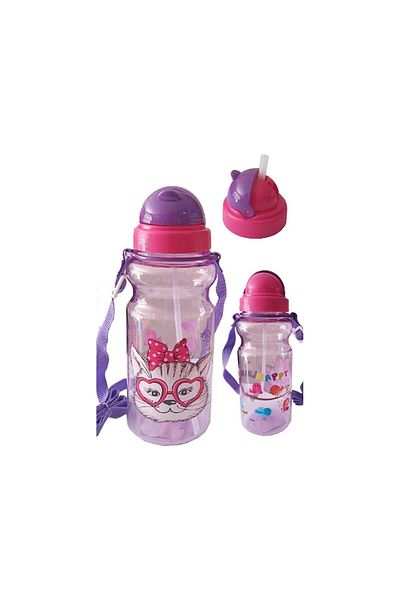 Dolphin Girl's Water Bottle 500ml Purple 1 Piece Little Happy Purple Water Bottle Plastic Water Bottle