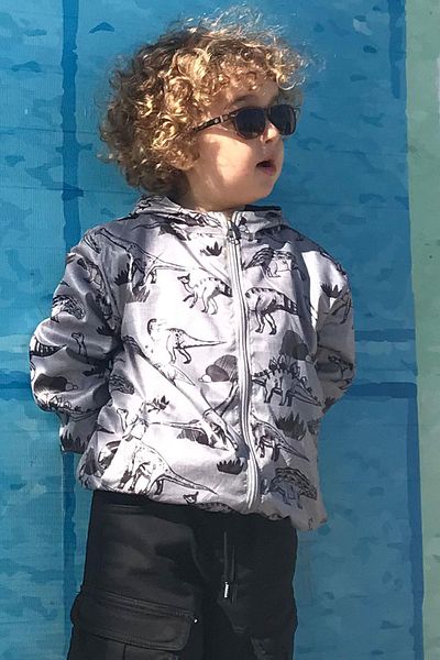 Breeze Boy's Raincoat Strong Dinosaurs Patterned 1-6 Years, Smoked Melange