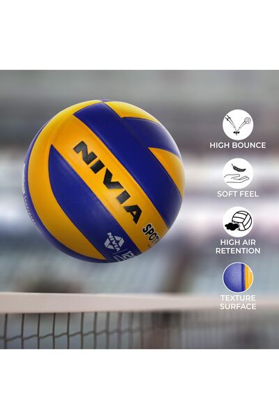 Nivia Spot Volleyball | Yellow/Blue | Size: 4 | Leather/Rubber |  280 Grams,18 Panels | Waterproof
