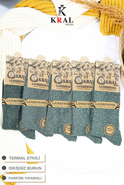 Lüx Kral Мъжки зимни топлинни чорапи (ОПАКОВКА ОТ 5 бр.) Агнешки вълнени чорапи от агнешка вълна