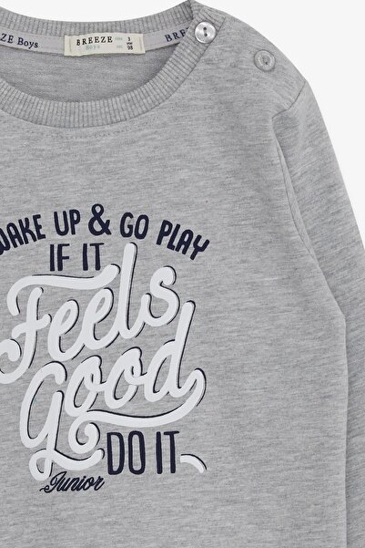 Breeze 2-6 Years Old Boy Sweatshirt - Text Printed, Gray Melange