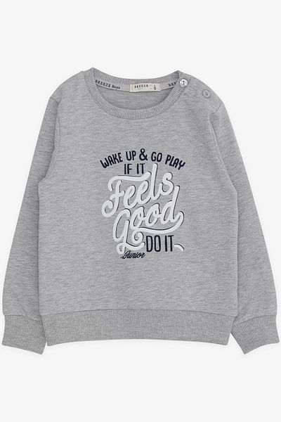Breeze 2-6 Years Old Boy Sweatshirt - Text Printed, Gray Melange