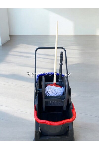 RENK YAPI RÜYASI İŞ YERİ TEMİZLİĞİ İÇİN ENDÜSTRİYEL ÇİFT KOVALI KAT ARABASI GENİŞ PASPAS GÜRGEN SAP TEMİZLİK SETİ