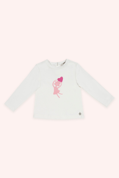 Panço Kız Bebek Ekru Uzun Kollu Tişört