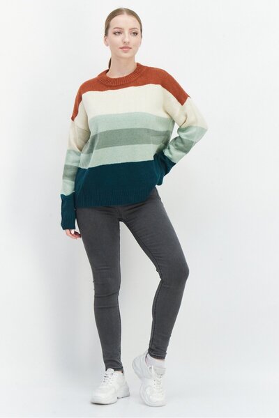O'Neill Women Colorblock Sweater, Beige Combo