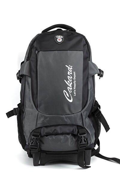 Necati Çanta حقيبة سفر للكمبيوتر المحمول باللون الرمادي مقاس 17 بوصة - حقيبة ظهر مع حجرة وممسحة وعجلات