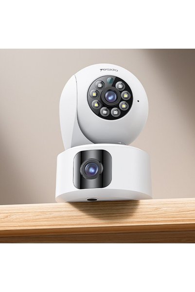 Yesido Gece Görüşlü Dual Kamera 360° Dönebilen Alarmlı Ip Wifi Ofis Ev iç Ortam Güvenlik Kamerası Sensörlü